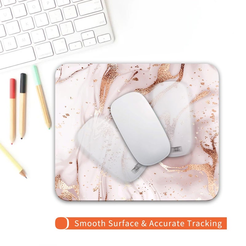 Armanza Square Mouse Pad Rose Gold Marble  Personalized Premium-Textured Custom Mouse Mat Design  Washable Mousepad Cloth  Non-Slip Rubber Base Computer Mouse Pads for Wireless Mouse - Image 4